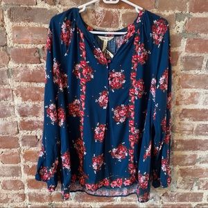 NWOT MATILDA JANE Long Sleeve Floral V-Neck Blouse